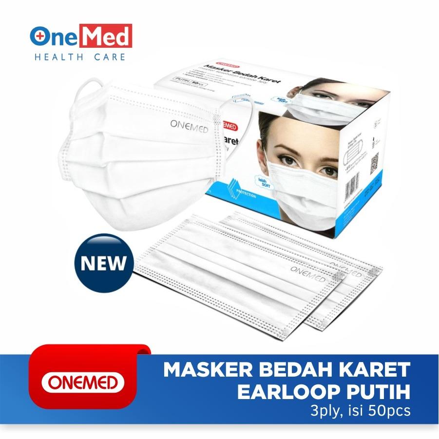 Masker Medis Karet Putih OneMed Box Isi 50Pcs