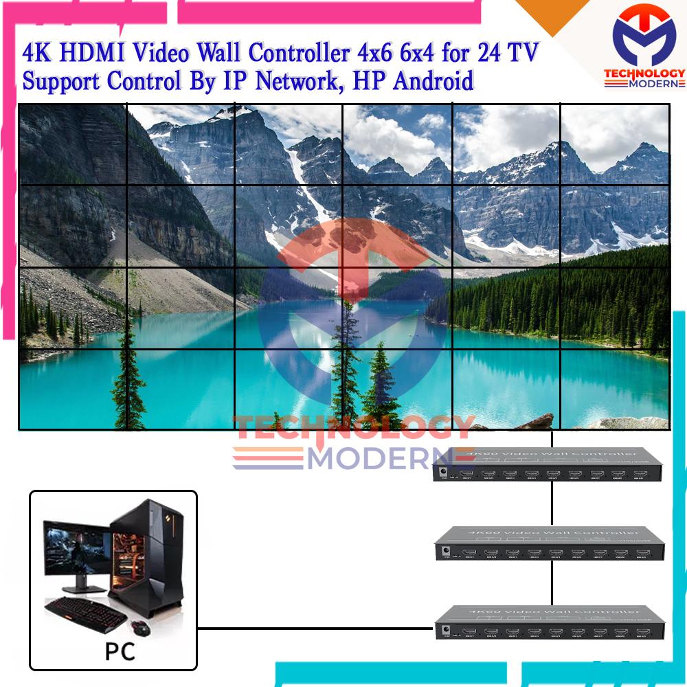 Paket Video Wall Controller 4x6 6x4 Untuk 24 TV (Satu Gambar Besar) 4K