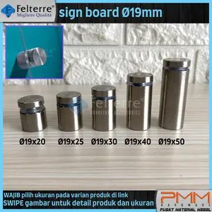sign board Ø19mm FELTERRE | pin iklan pen penjepit akrilik stainless