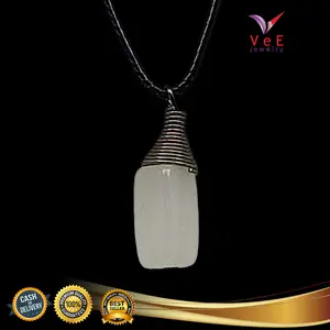 Kalung Liontin Batu Giok Asli Cina Natural Kotak Putih - Tali Tridatu