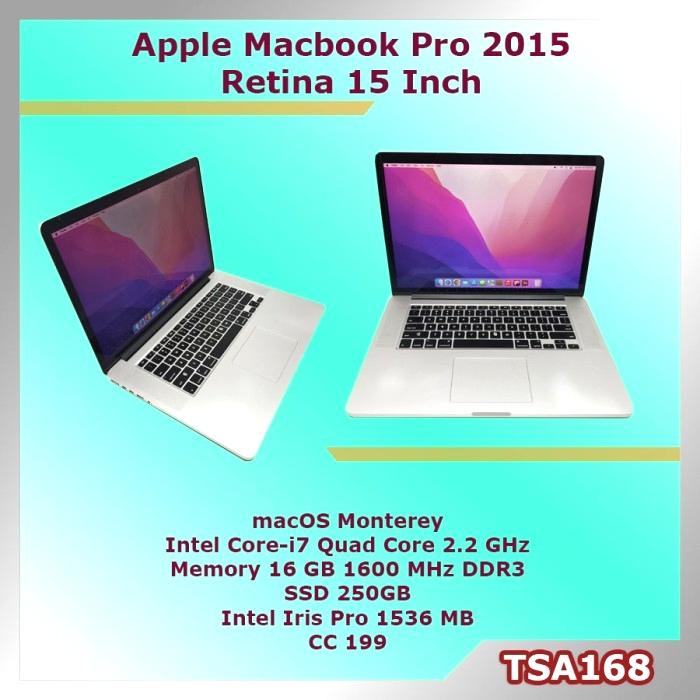 Jual Apple MacBook Pro 2015 Intel Core i7 Ram 16GB SSD 250GB 15