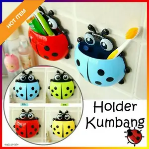Holder Kumbang Tempat Sikat Gigi Odol Tempel Dinding / Lady Bug