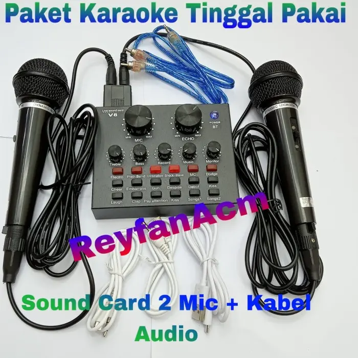 Satu Paket Sound Card V8 Live Broadcast Mixer Bluetooth Audio USB 0