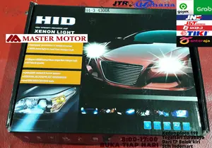 Bohlam HID Xenon Light H4 - 3 4300K 1 set Dop Lampu Kuning Mobil