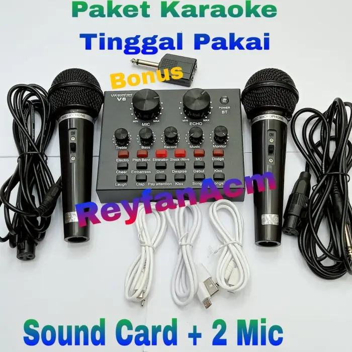 Satu Paket Sound Card V8 Live Broadcast Mixer Bluetooth Audio USB 1