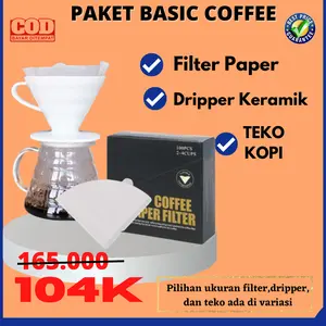 Paket Paper Filter Penyaring Coffee V60 Dripper Dan Teko Kopi Murah