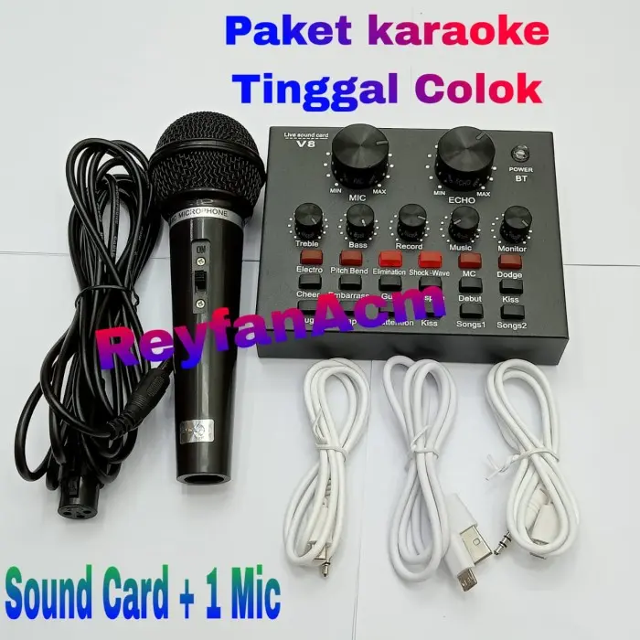 Satu Paket Sound Card V8 Live Broadcast Mixer Bluetooth Audio USB 4
