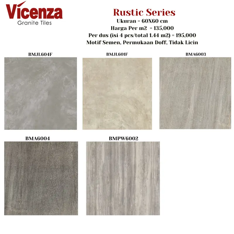 Granit Tile 60x60 Rustic Motif Semen BMJL604F Lantai Dinding 0