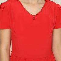 Gambar FAME - V-Neck Dress Wanita Merah - 9510694 - S dari FAME Official Kota Surabaya 4 Tokopedia
