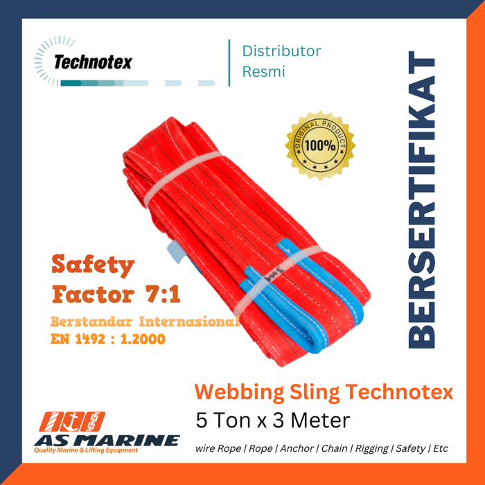 Gambar Webbing Sling / Sling Belt TECHNOTEX Holland 5 Ton x 3 Meter dari PT Anugrah Sukses Marine - Surabaya Kota Surabaya Tokopedia