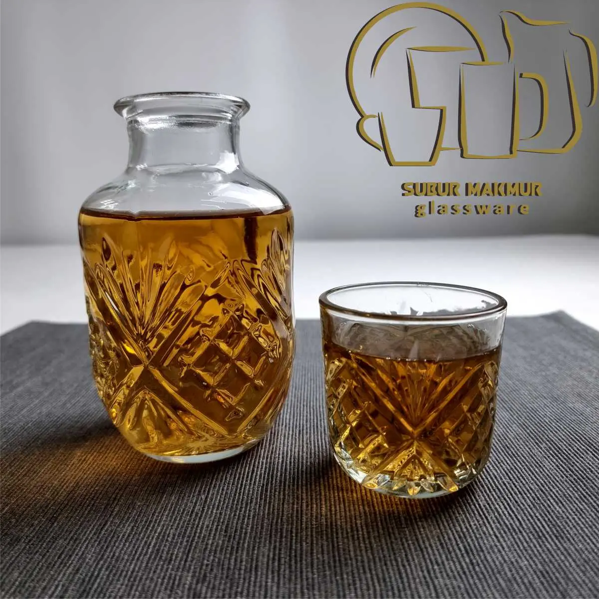 [ 1 Set ] Crystal Karaf 500ml Decanter + Gelas Whisky .Botol Vase Jug
