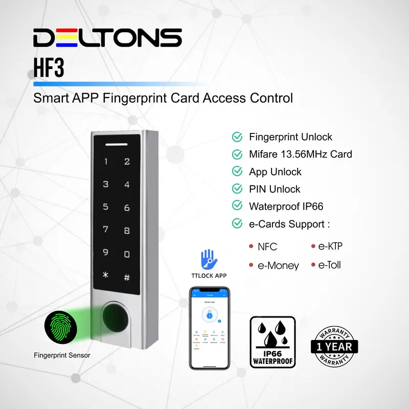 Fingerprint Smart Door Access Control HF3 13.56MHz Waterproof Outdoor 0