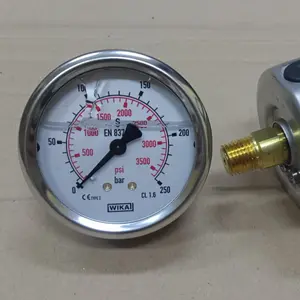 250 BAR GOLD PIN WIKA PRESSURE GAUGE GERMANY PAYUNG 21/2 INCH 1/4 NPT