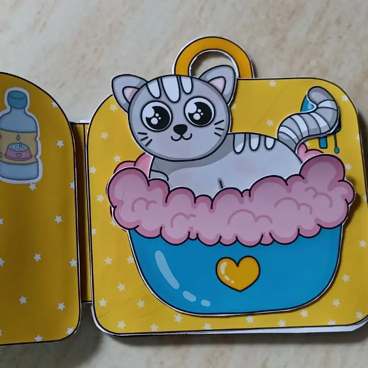 Paper doll house book cat kucing mainan bongkar pasang -Sudah dirakit 7