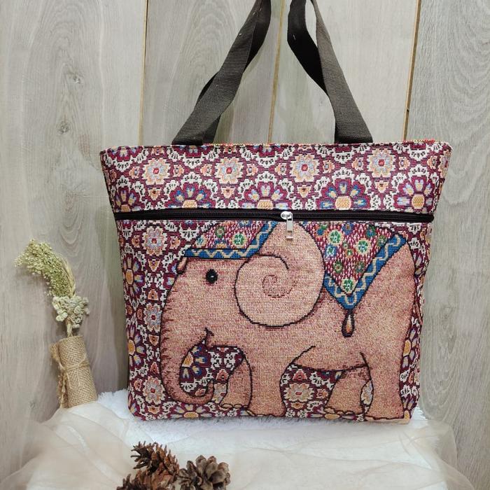 Gambar TAS THAILAND BANGKOK / TOTE BAG IMPORT KANVAS OWL GAJAH / TAS KULIAH dari arkbagstore Kota Bekasi 5 Tokopedia