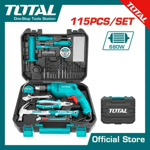 TOTAL 115 Pcs alat set 680W Impact Drill Kunci Chuck 13mm THKTHP1152