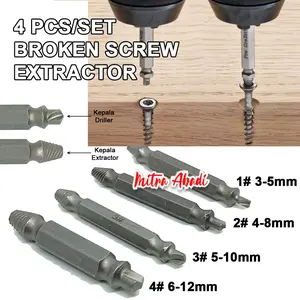 BROKEN SCREW EXTRACTOR / Alat Pembuka Baut Rusak ( 1 SET = 4 PCS )