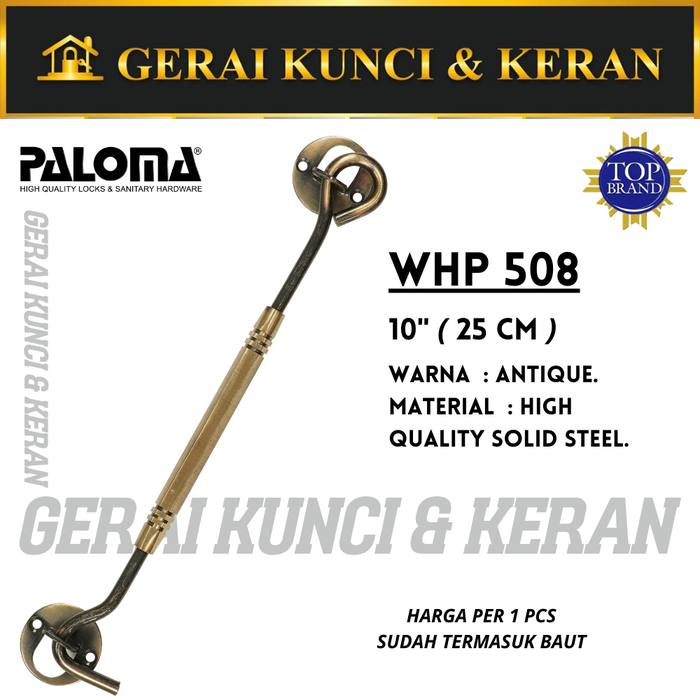 Gambar PALOMA WHP 508 STEEL 10" (25CM) Window Hook Hak Angin Penahan Jendela dari Gerai Kunci dan Keran Kota Semarang Tokopedia