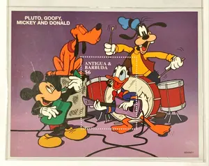 PRANGKO DISNEY ANTIGUA & BARBUDA SS PLUTO, GOOFY, MICKEY AND DONALD.