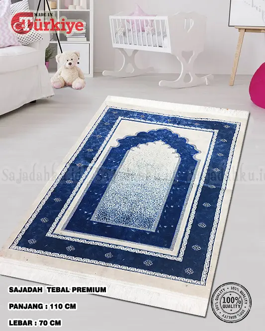 Sajadah Turki Safatex White Bludru Tebal 70x110 cm Bahan Bludru Bulu Halus Lembut dan Tebal Made in Turkey Kualitas Super Spigel Ideal untuk Obral Haji dan Umroh