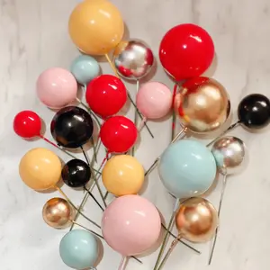 20pcs Bola Bola Tusuk Hiasan Kue / Ball Cake Topper / Hiasan Kue Ultah