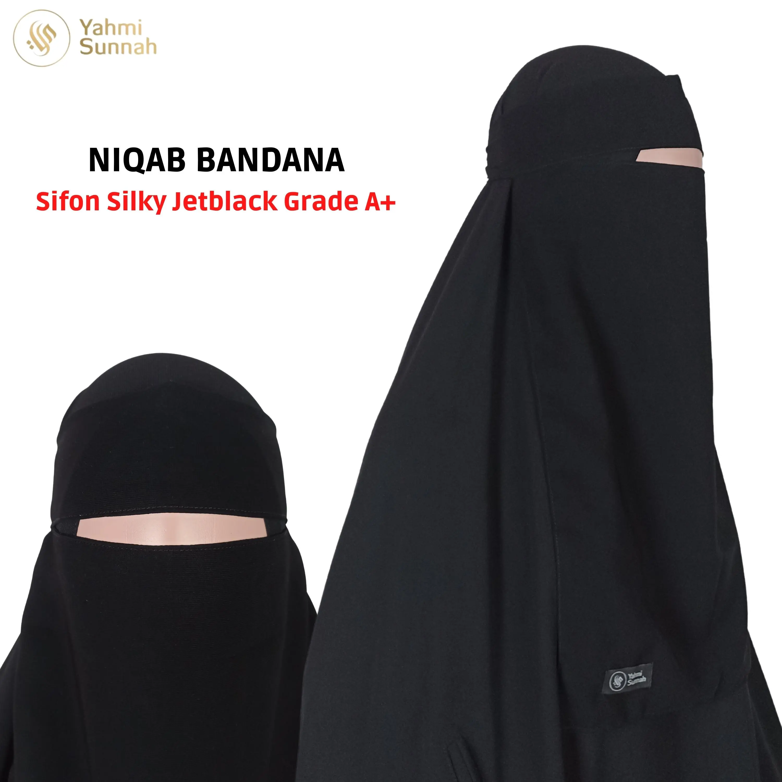 Niqab Cadar Bandana Sifon Silky Jetblack Niqob Bisa COD