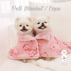 Korean bear hooded warm blanket cape for pet selimut anjing kucing
