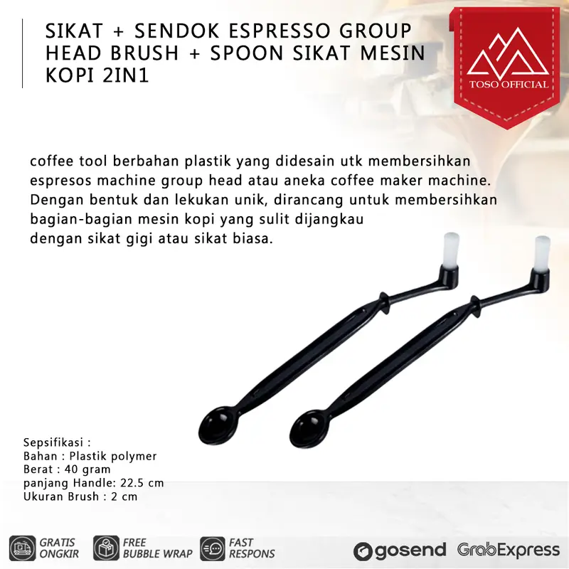 Sikat + Sendok Espresso Group Head Brush + Spoon Sikat Mesin Kopi 2in1 0