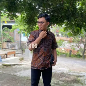 Kemeja Batik Pria Katun Anjasmara Lengan Pendek Lapis Furing Premium Hitam Kain