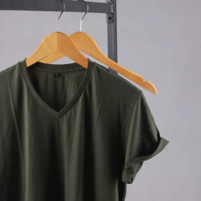 KAOS POLOS KATUN BAMBU V-NECK ARMY (ORIGINAL T-SHIRT) 0
