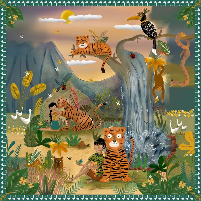 Gambar SANCRAFT - Scarf Sumatran Tiger - 110 x110 cm dari SANCRAFT ID Kota Administrasi Jakarta Timur Tokopedia