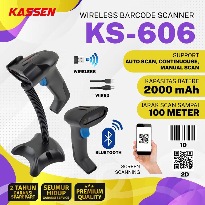 Scanner barcode 2D Bluetooth KASSEN KS-606 2D BT - Shop | Tokopedia