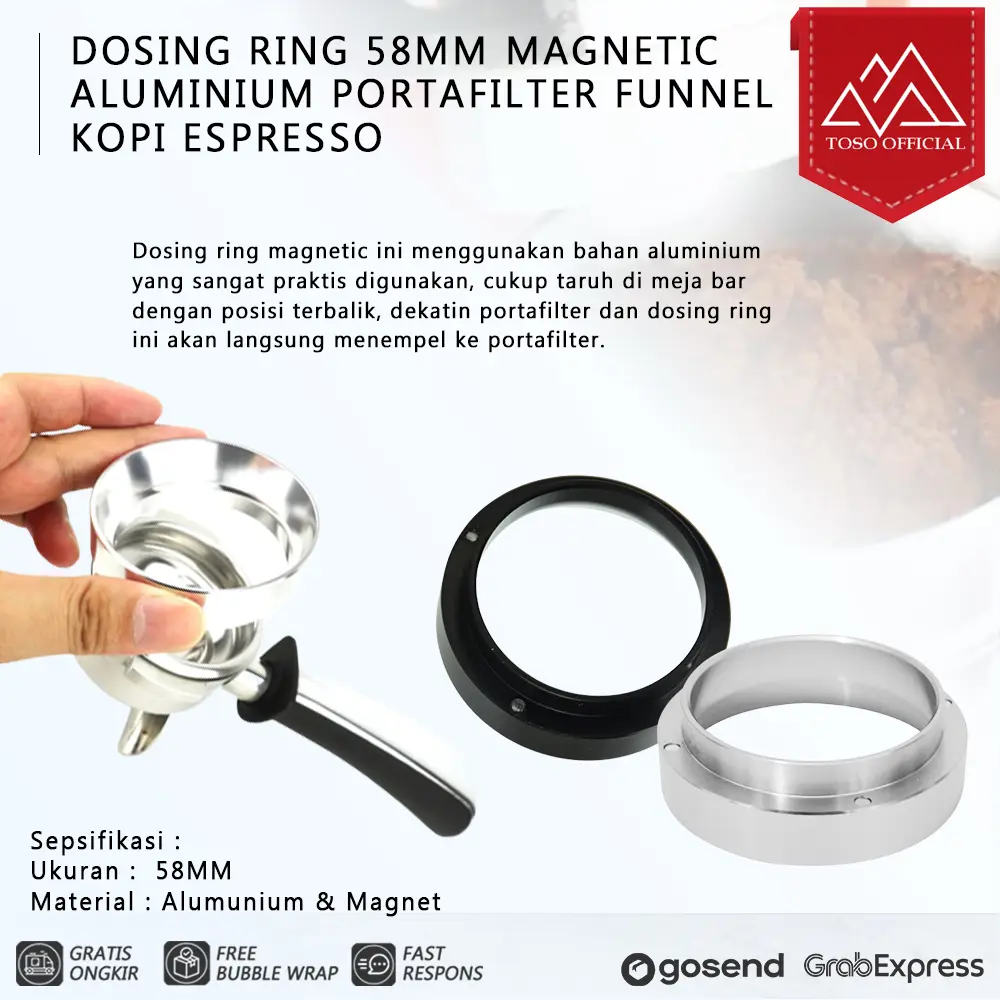 DOSING RING 58MM MAGNETIC ALUMINIUM PORTAFILTER FUNNEL KOPI ESPRESSO