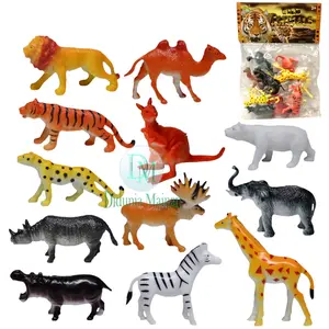 Mainan hewan karet binatang mini figure wild animal set isi 12 pcs