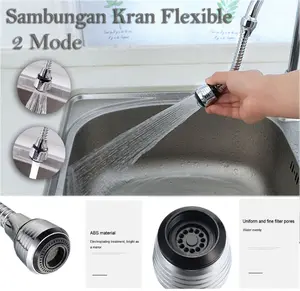 Sambungan Chrome Kran Air Cuci Piring Wastafel Flexible 2 Mode Spray