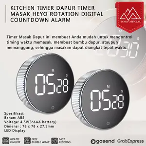KITCHEN TIMER DAPUR TIMER MASAK HEYO ROTATION DIGITAL COUNTDOWN ALARM