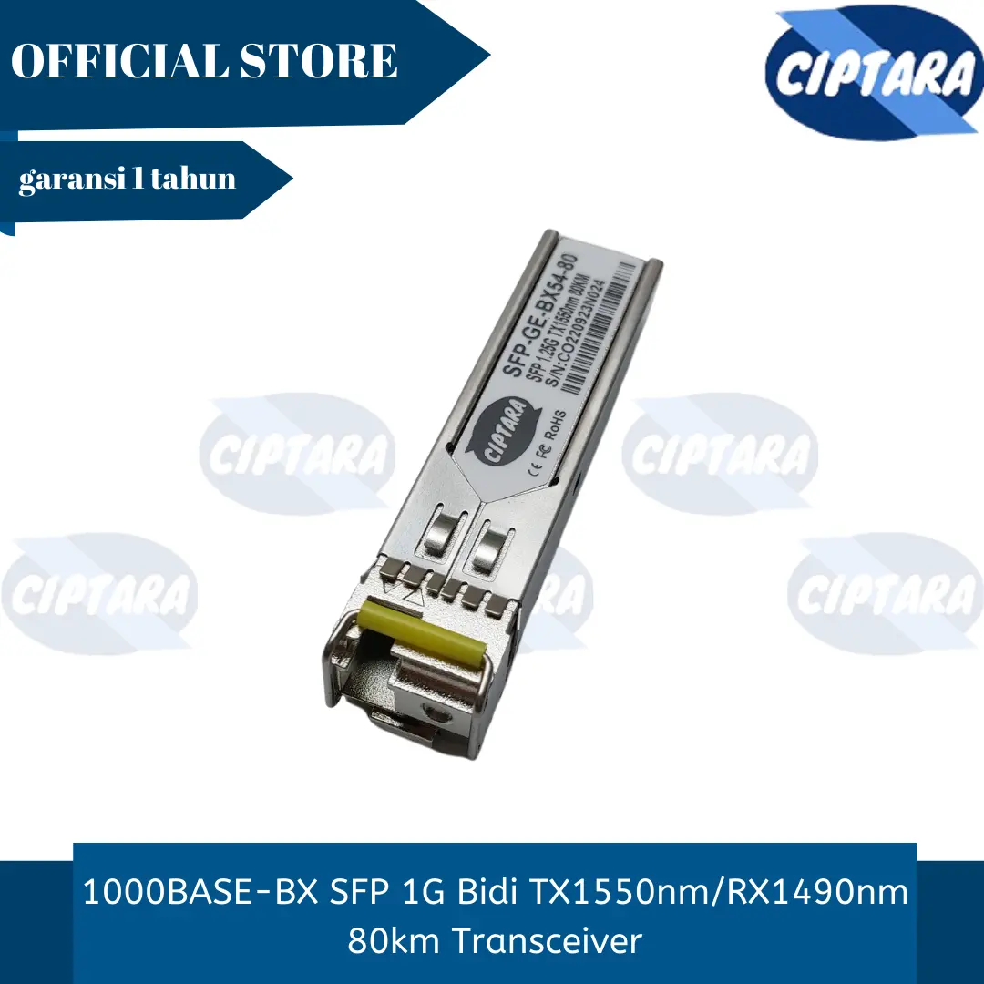 1000BASE-BX SFP 1G Bidi TX1550nm/RX1490nm 80km Transceiver