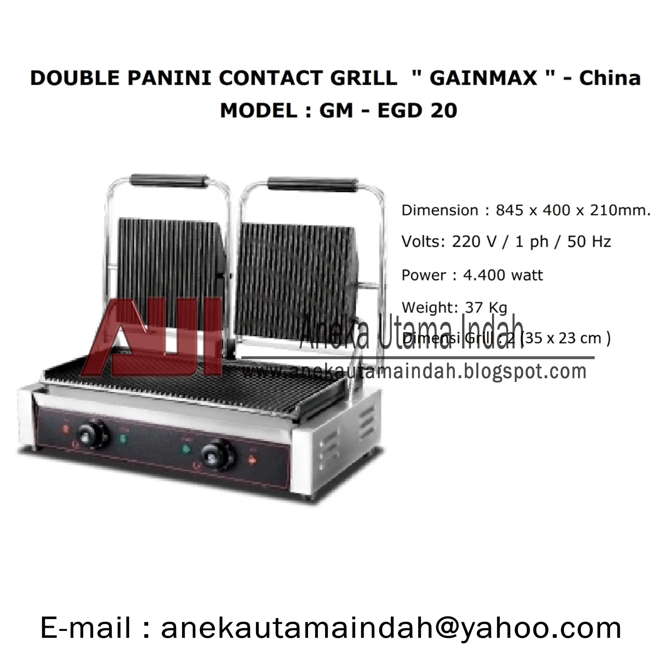 GAINMAX GM EGD20 Electric Double Pan Contact Panini Grill Griller