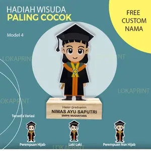 Plakat wisuda  akrilik Model 2 tatakan kayu kado wisuda piala wisuda desawa