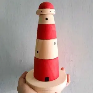 Mercusuar Stacker | Light House Stacking Toys | Mainan Kayu by Wooddo