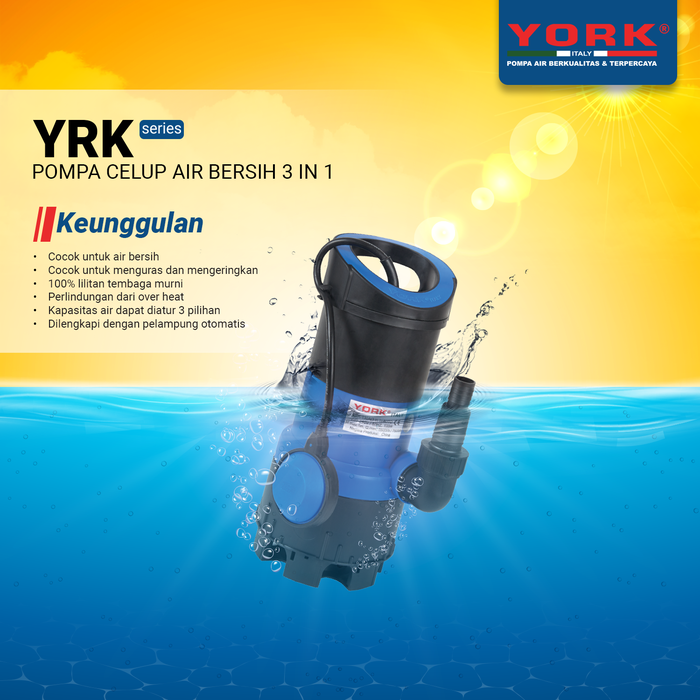 Gambar Pompa Air Celup YORK YRK - 250 A ( 3 in 1 ) dari Pompa York Official Kota Tangerang Tokopedia