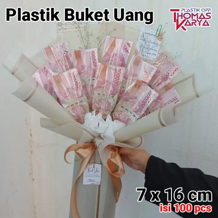 Plastik Uang Money Bouquet OPP Seal 7x15 Buket Eceran THOMAS CUP 1