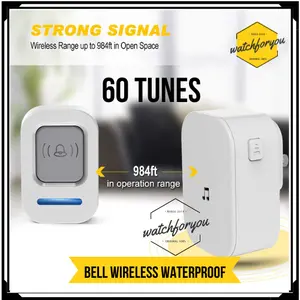 Bel Pintu Rumah Wireless Doorbell Waterproof 60 Tunes 1 Receiver