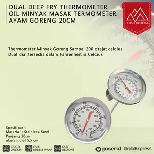 DUAL DEEP FRY THERMOMETER OIL MINYAK MASAK TERMOMETER AYAM GORENG 20CM