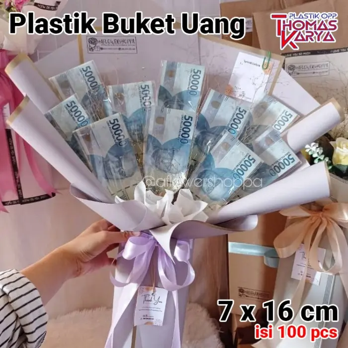 Plastik Uang Money Bouquet OPP Seal 7x15 Buket Eceran THOMAS CUP 2