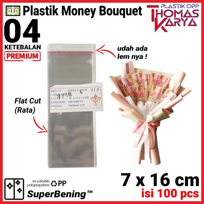 Plastik Uang Money Bouquet OPP Seal 7x15 Buket Eceran THOMAS CUP 3