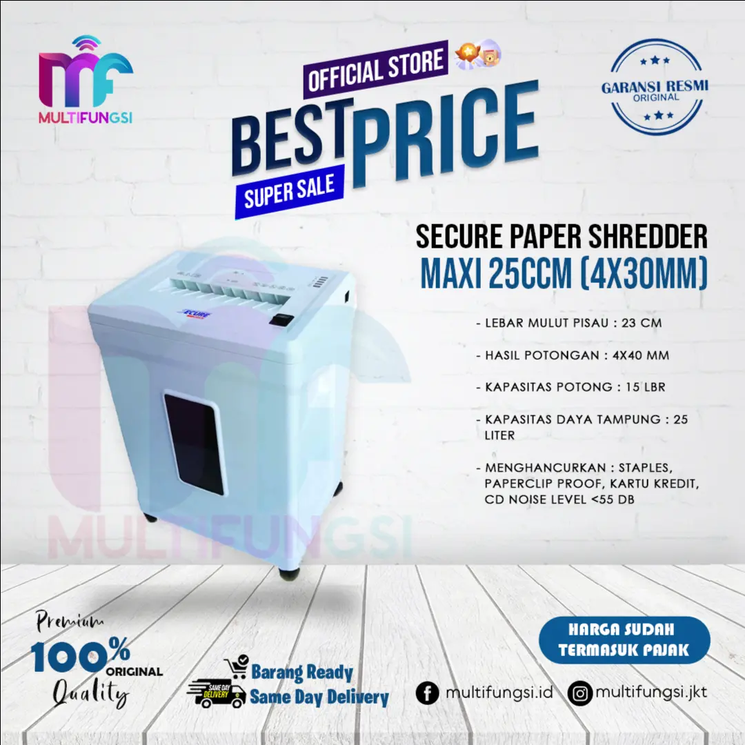 Secure Maxi 25-SCM Paper Shredder (4mm) Mesin Penghancur Kertas 25SCM
