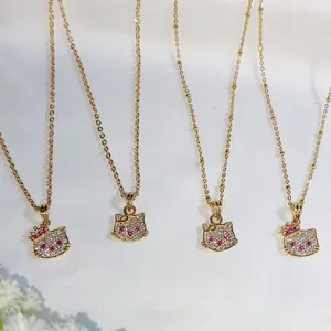 Kalung Hello Kitty Perak 925 Lapis Mas Putih