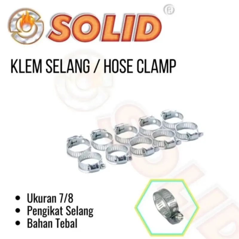 Hose Clamp Solid Stainless Pengunci Klem Ring Selang gas 7/8" inch 1