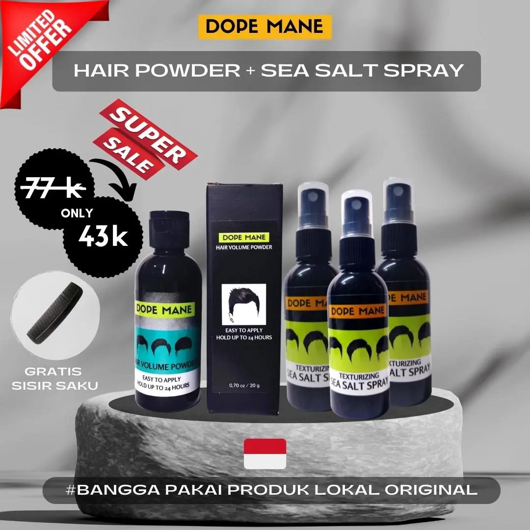 Hair Powder & Sea Salt Spray Dope Mane + Gratis sisir saku